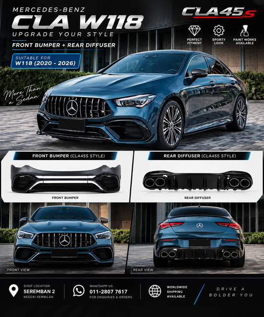 MERCEDES-BENZ W118 CLA FRONT BUMPER & REAR DIFUSSER CONVERSION KIT