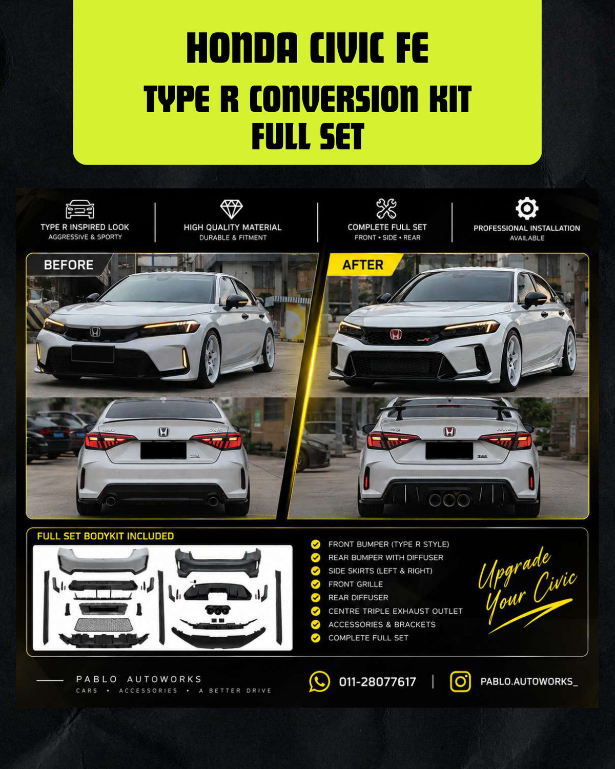 HONDA CIVIC FE TYPE R CONVERSION KIT FULL SET