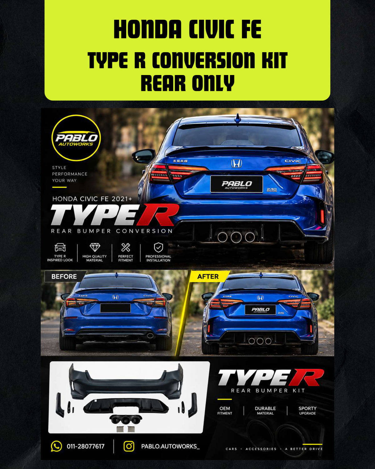HONDA CIVIC FE TYPE R CONVERSION KIT REAR ONLY