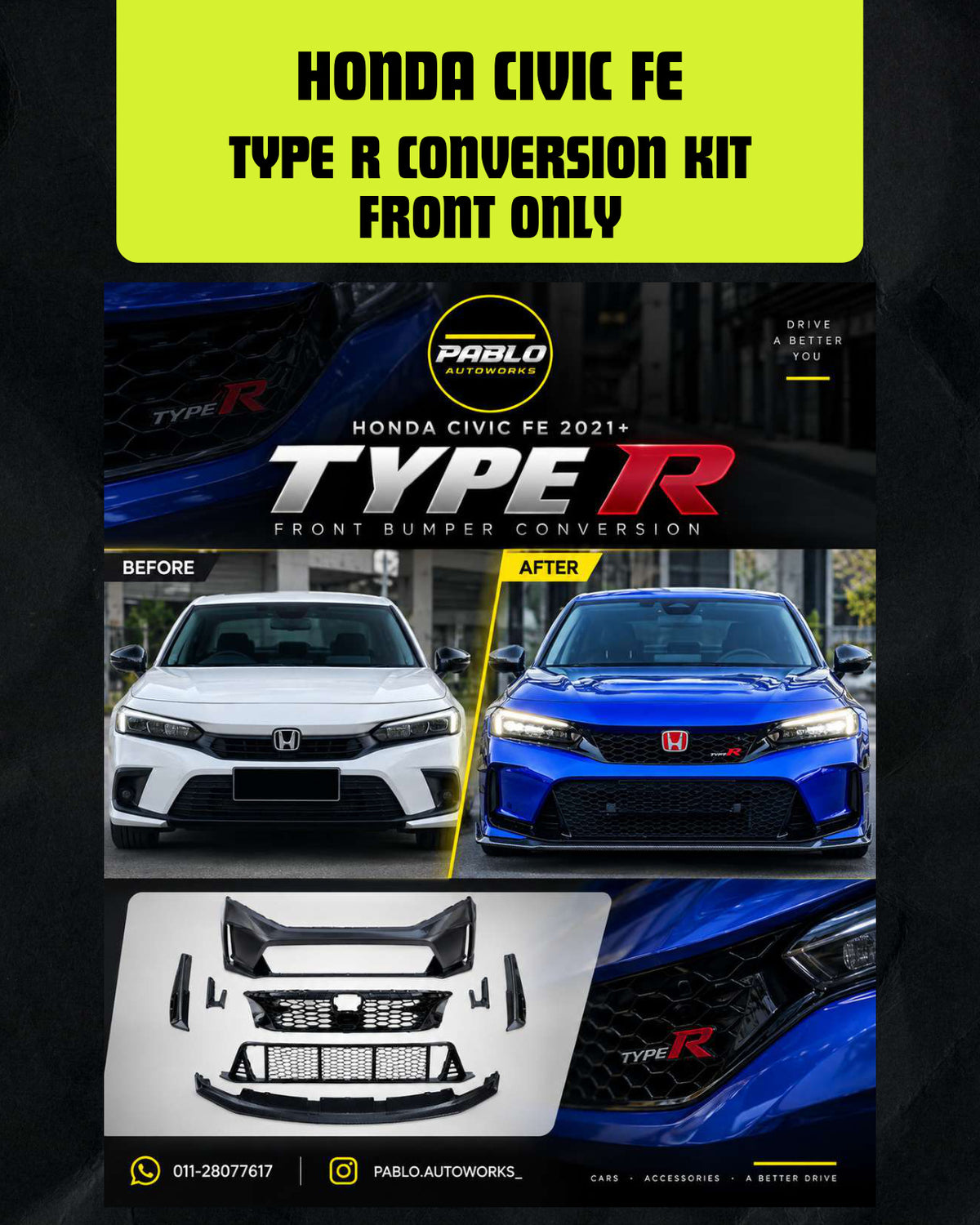 HONDA CIVIC FE TYPE R CONVERSION KIT FRONT ONLY