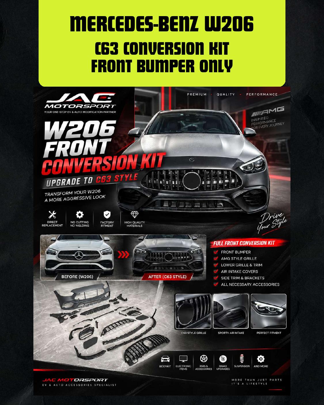 MERCEDES-BENZ W206 C63 CONVERSION KIT FRONT BUMPER ONLY